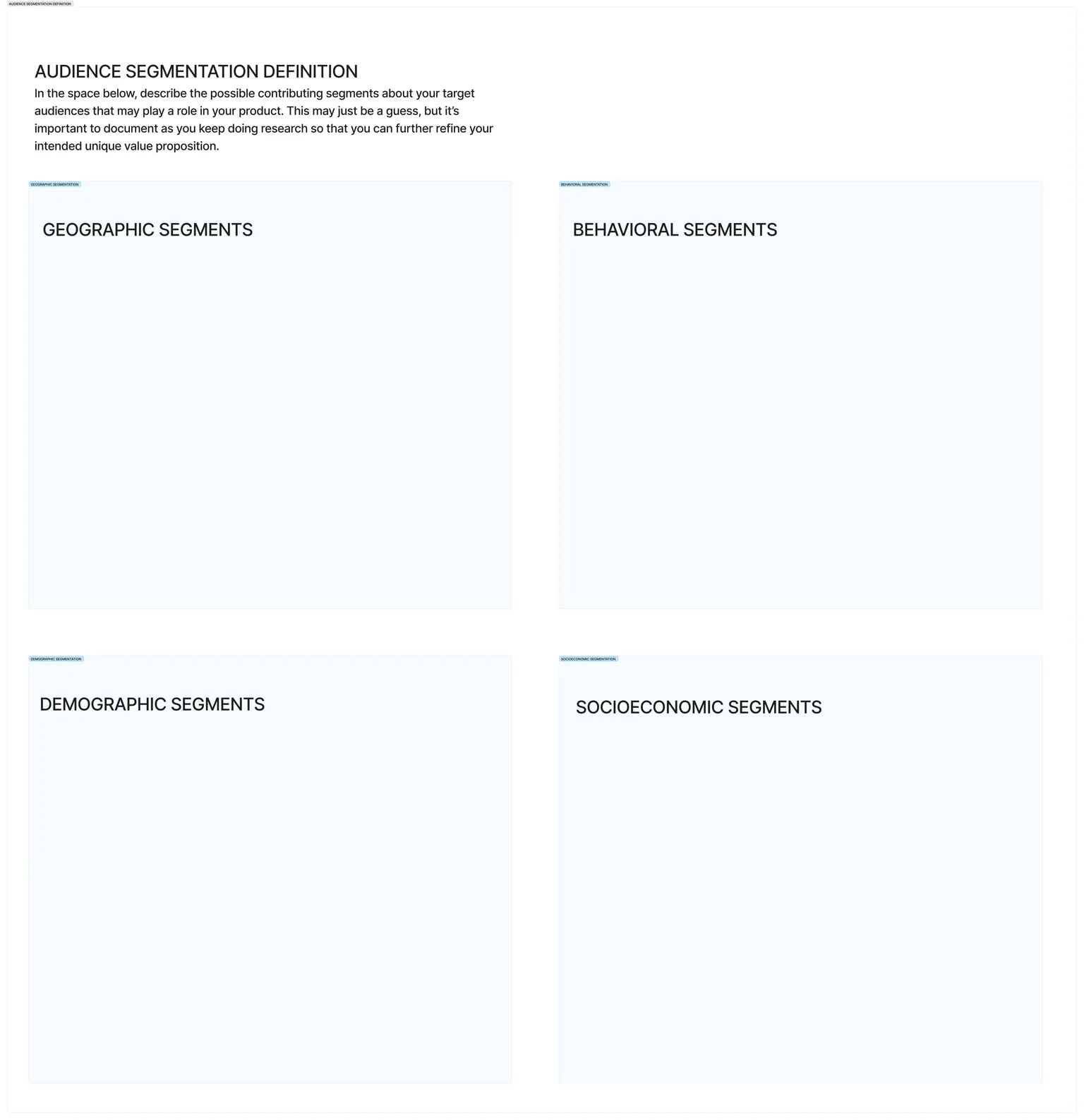 Template: Audience Segments, Motivations , Goals, and Use Cases
